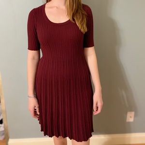 Burgundy Casual Flare Dress